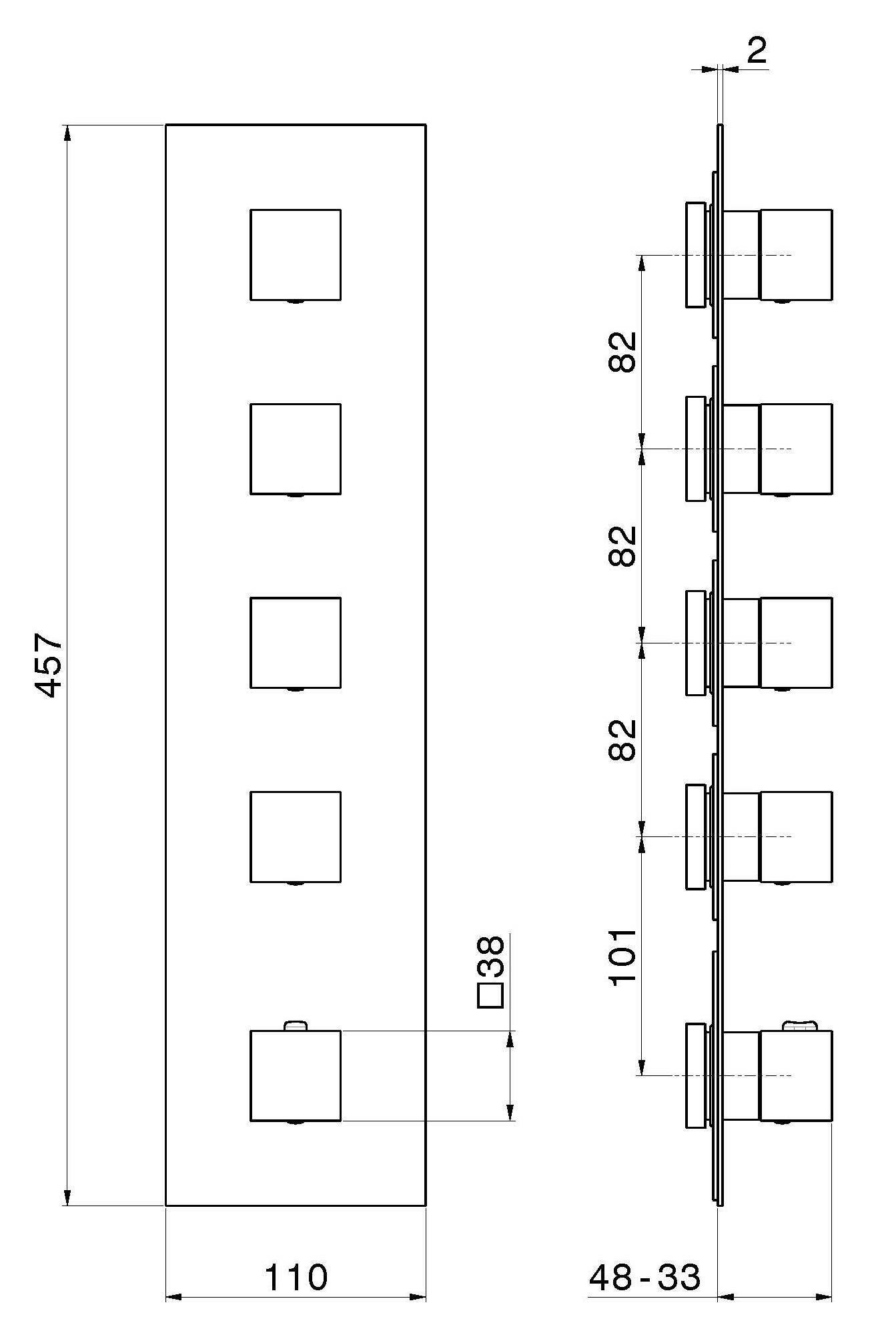 Термостатический смеситель для душа с 5 отверстиями Newform многофункциональные термостаты с 4 выходами ARCH-00081328 - Вид №2