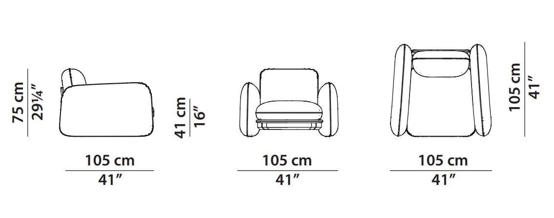 Кожаное кресло с подлокотниками Baxter Brigitte ARCH-00133389 - Вид №3