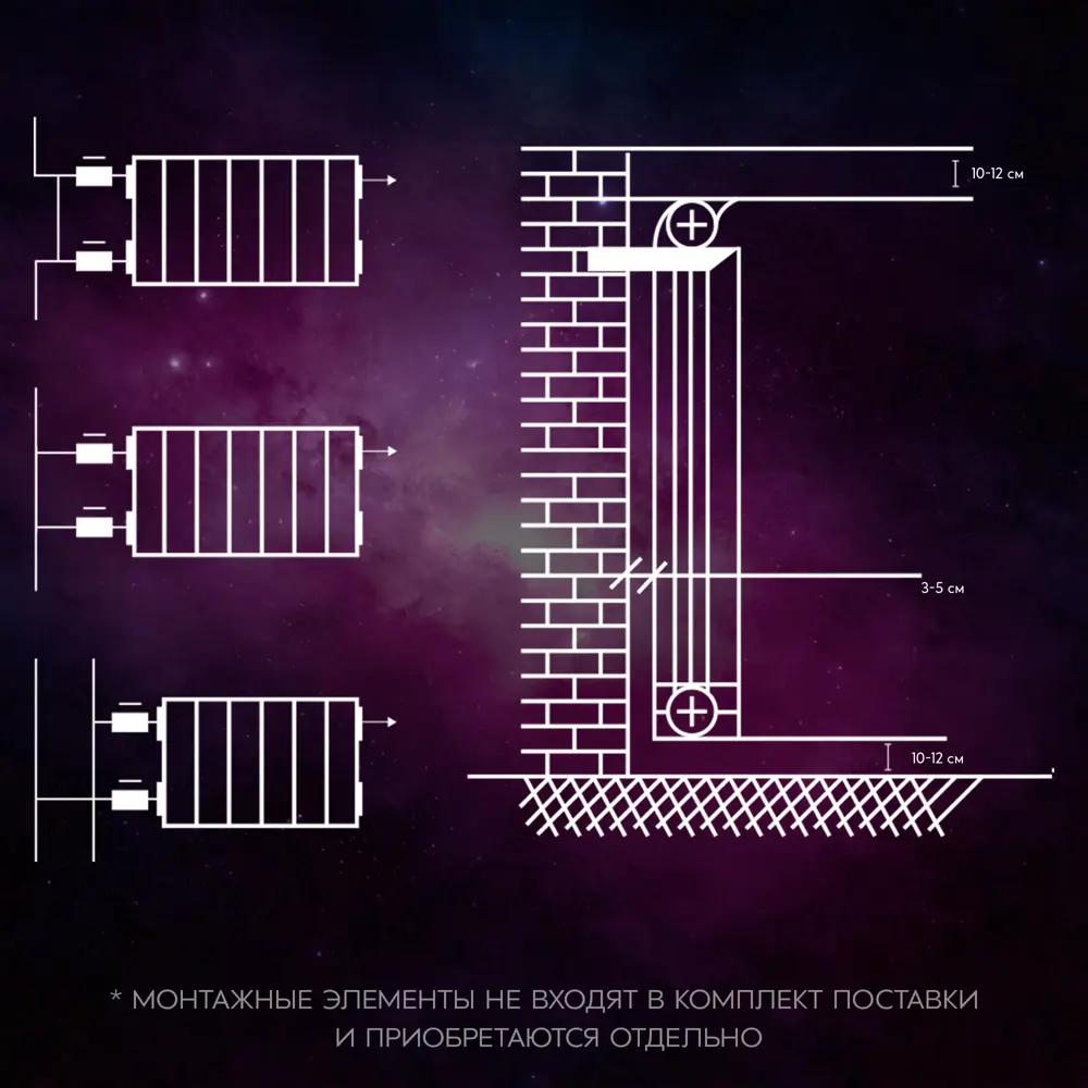 Радиатор секционный Le Heat Bimetal 350/90 16 секций боковое подключение биметалл белый 89423765 STLM-2055820  - Вид №10