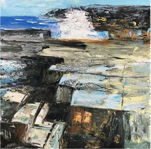 Картина на холсте 100х100 см "Волны - 3" EVENHOME КАРТИНЫ МАСЛОМ 130092 Серый;синий;черный;разноцветный