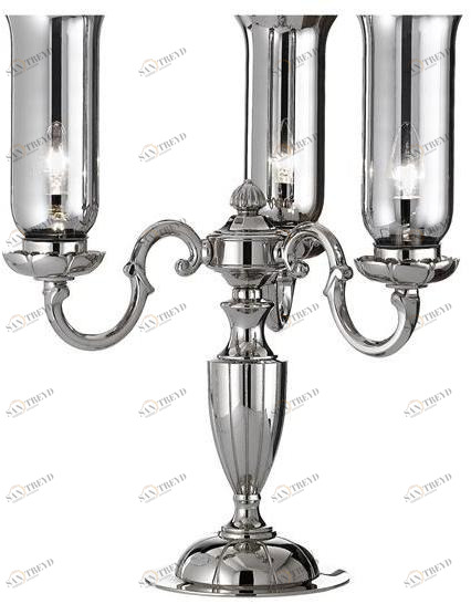 Possoni Illuminazione Настольная лампа из полированного никеля с платиновым стеклом Oscar 180/l3