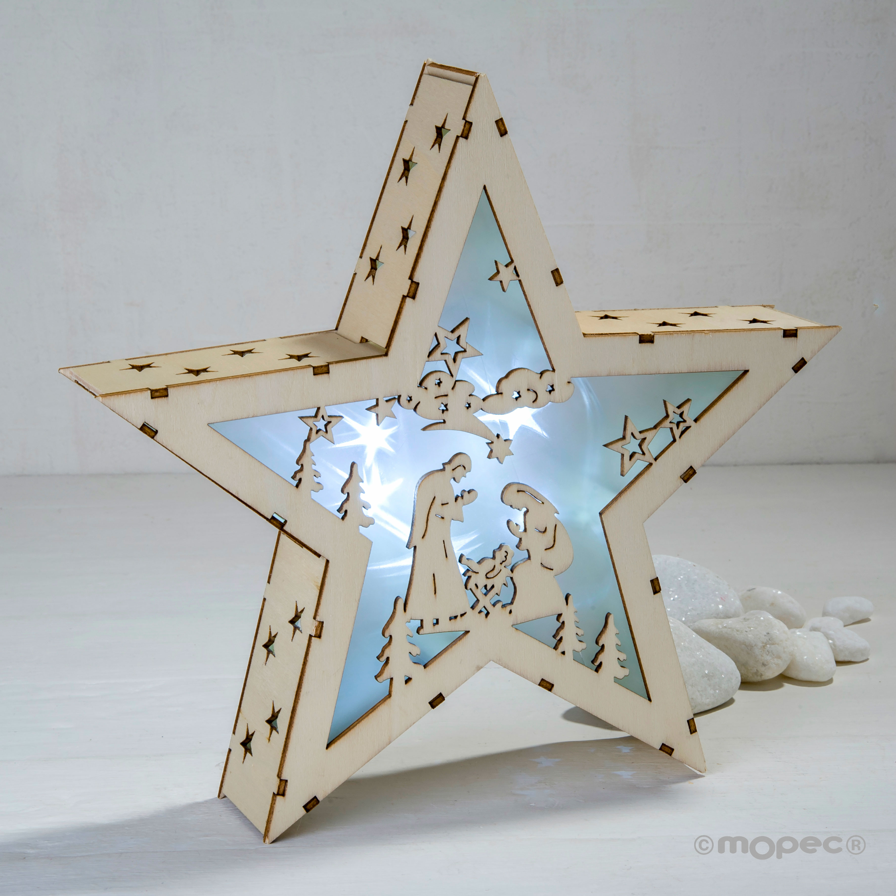 NW513 Деревянная звезда со светодиодом Dekoraniaevents Navidad  - Вид №1