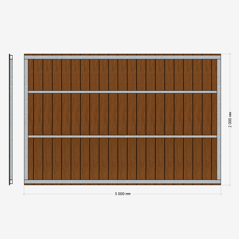 Заборная секция «Штакетник глухой» 3×2м RUSDECKING sun-id-1025050 - Вид №2