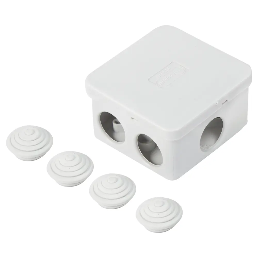 Распределительная коробка открытая Экопласт 70х70х40 мм 6 вводов IP44 цвет серый STLM-2152255 - Вид №1