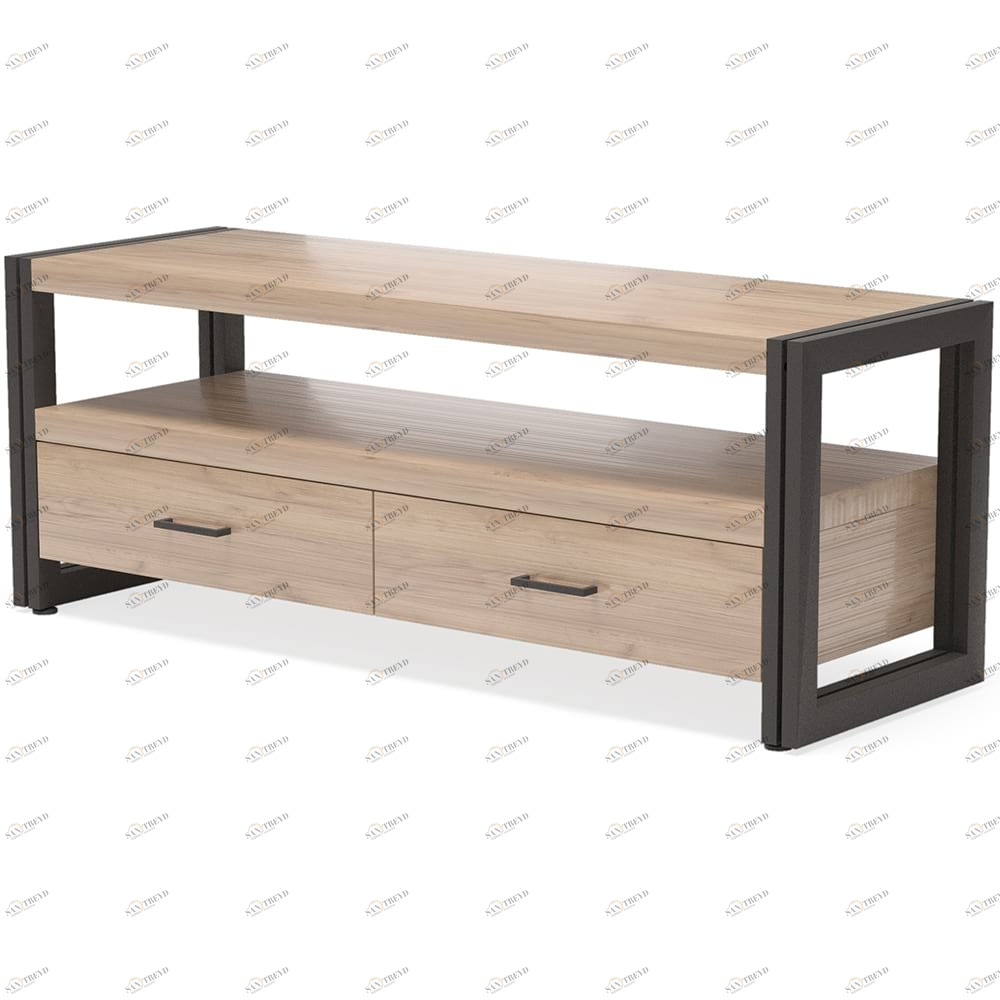 Тумба под телевизор с двумя ящиками темно-коричневая Neo Loft MILLWOOD RAW 134410 Бежевый 