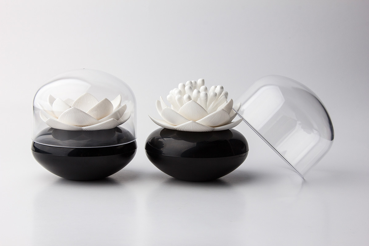 Контейнер для хранения ватных палочек lotus черный-белый QUALY  253530 Черный  - Вид №1