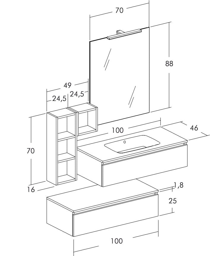 Деревянный секционный подвесной умывальник LEGNOBAGNO Urban Componible ARCH-00006605