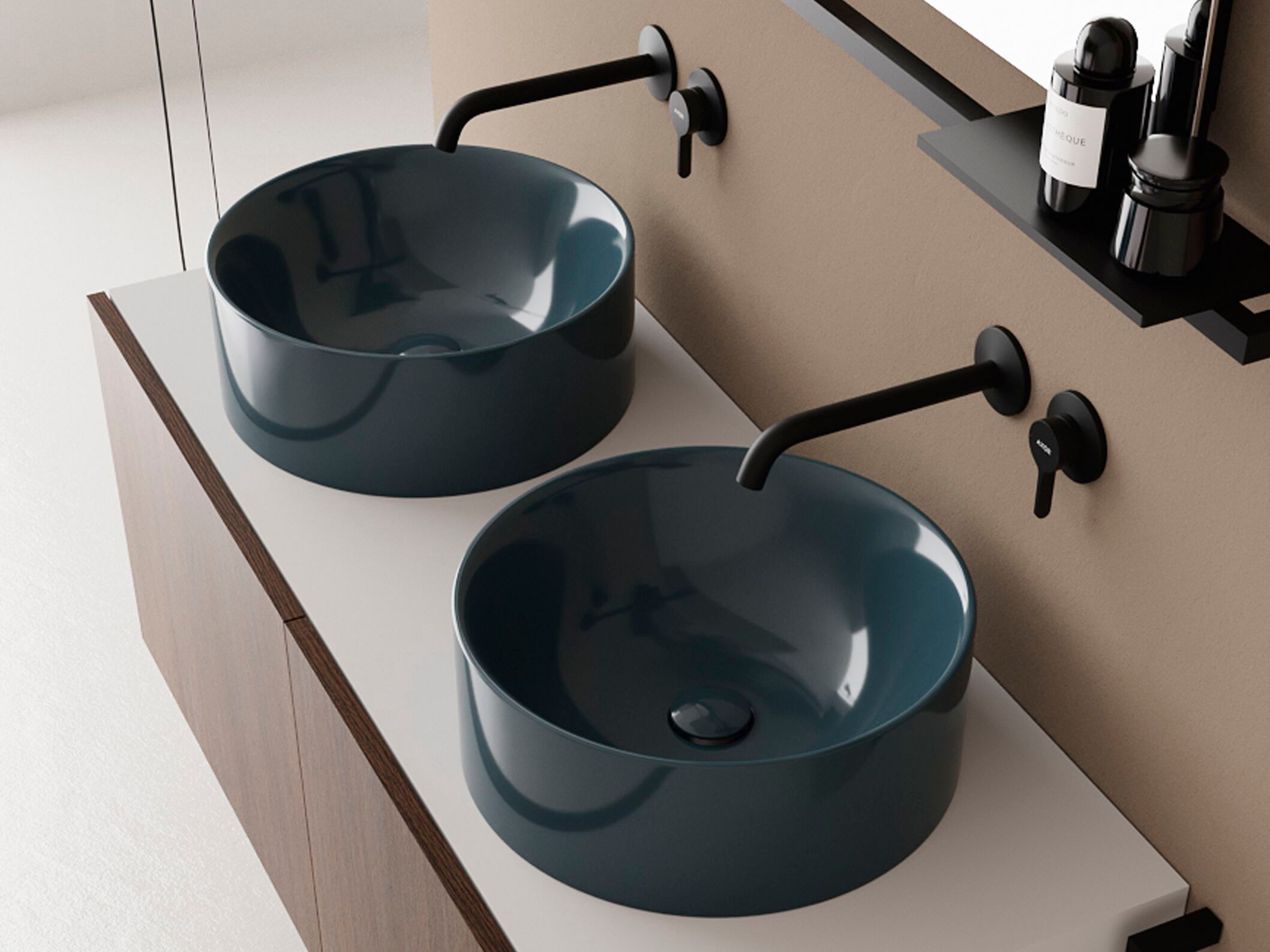 Керамическая столешница круглый умывальник Scarabeo Ceramiche Skinny ARCH-00090783