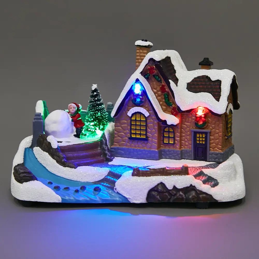 87547211 Композиция новогодняя светодиодная Домик у реки 17x11x12 см STLM-0952768 Santreyd  - Вид №7