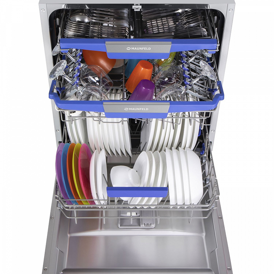 MLP-12IMR Посудомоечная бытовая машина mlp-12i/ полноразмерная, встраиваемая пмм 60см, 14 комплектов, 9 программ, сенсорное управление с led индикацией, "луч на полу", полноценный aqua-stop Maunfeld Santreyd  - Вид №6