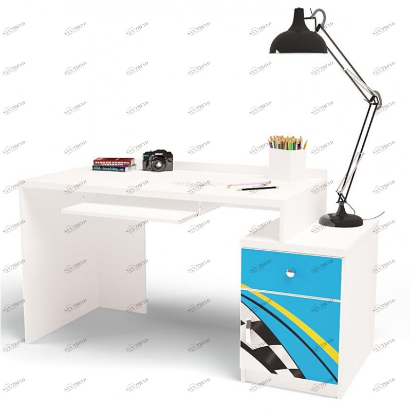 Стол модульный ABC-KING Г Тумба 400 La-Man ЛЕВЫЙ голубой 4631147960191