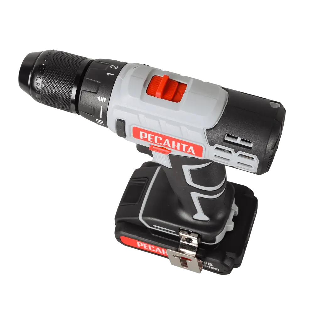 Дрель-шуруповерт аккумуляторная Ресанта ДА-20-2ЛК, 20 В Li-Ion 2x2 Ач STLM-2000753 - Вид №2