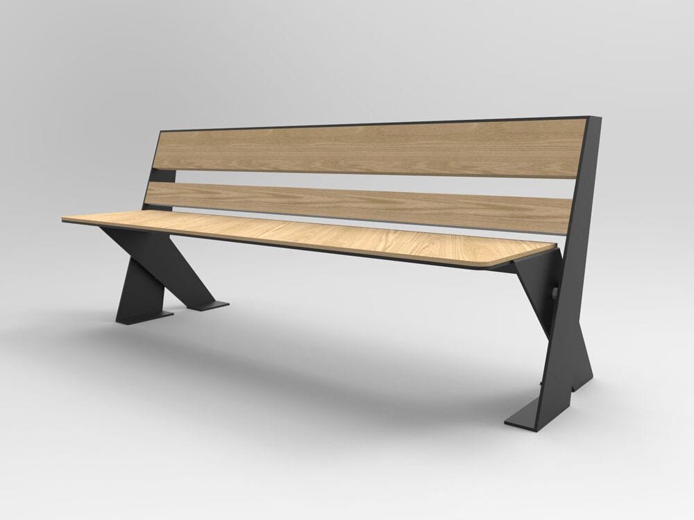 Стальная и деревянная скамья со спинкой CITYSì ISIDE ARCH-00008248