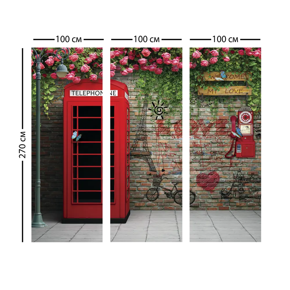 Фотообои «Телефонная будка» 3D флизелиновые 300х270 см L12-976 82912492 STLM-2013967 FBRUSH 3D FLIZART - Вид №3