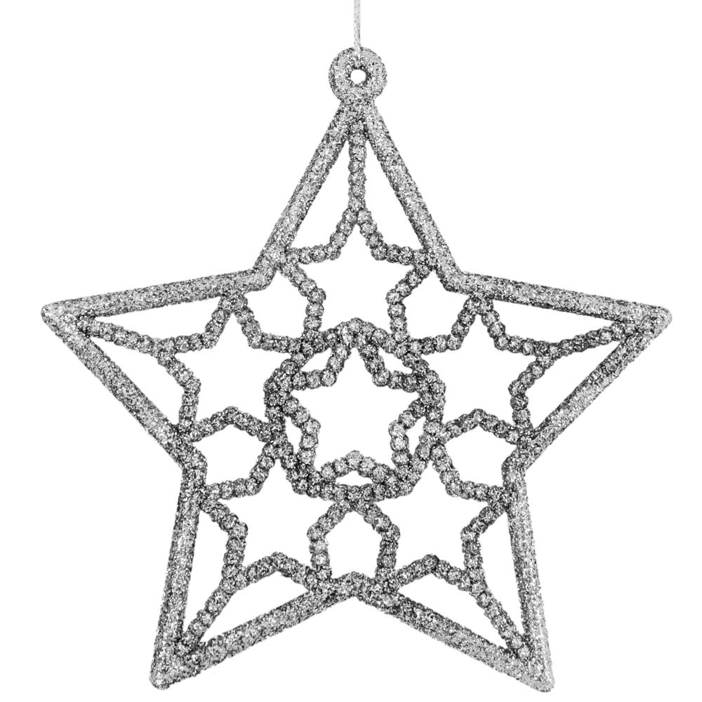 85156517 Елочная игрушка «Звезда» 13 см глиттер серебряный STLM-0955821 Santreyd  - Вид №1