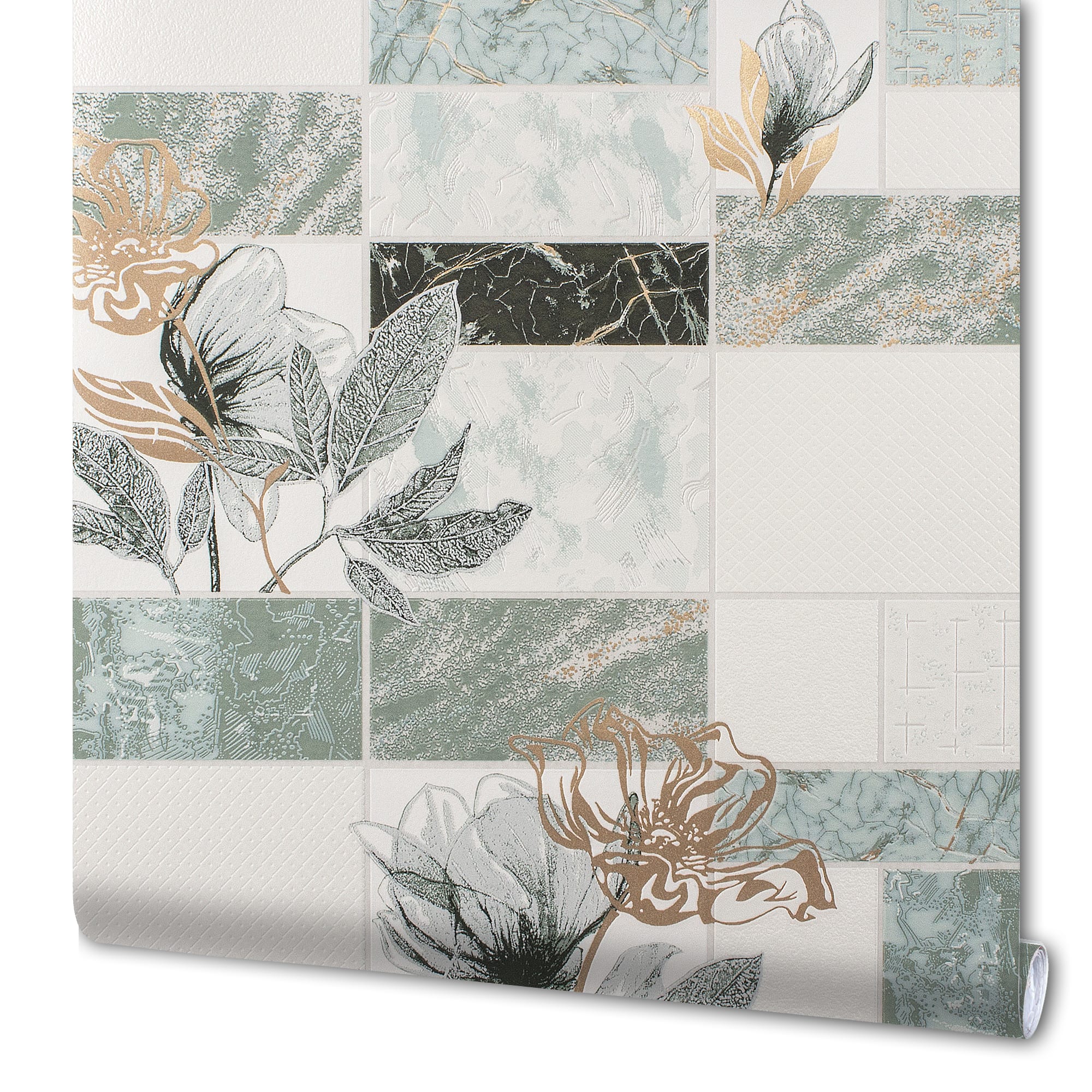 82938365 Обои виниловые зелёные 0.53 м 0222-4 Марморика Santreyd 