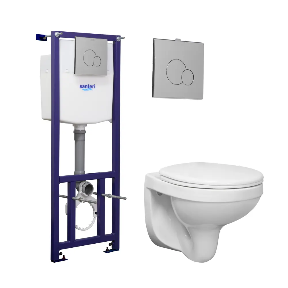 Комплект инсталляция и унитаз  ПЭК «Альфа» с кнопкой двойного слива SANTERI STLM-2073125 - Вид №1