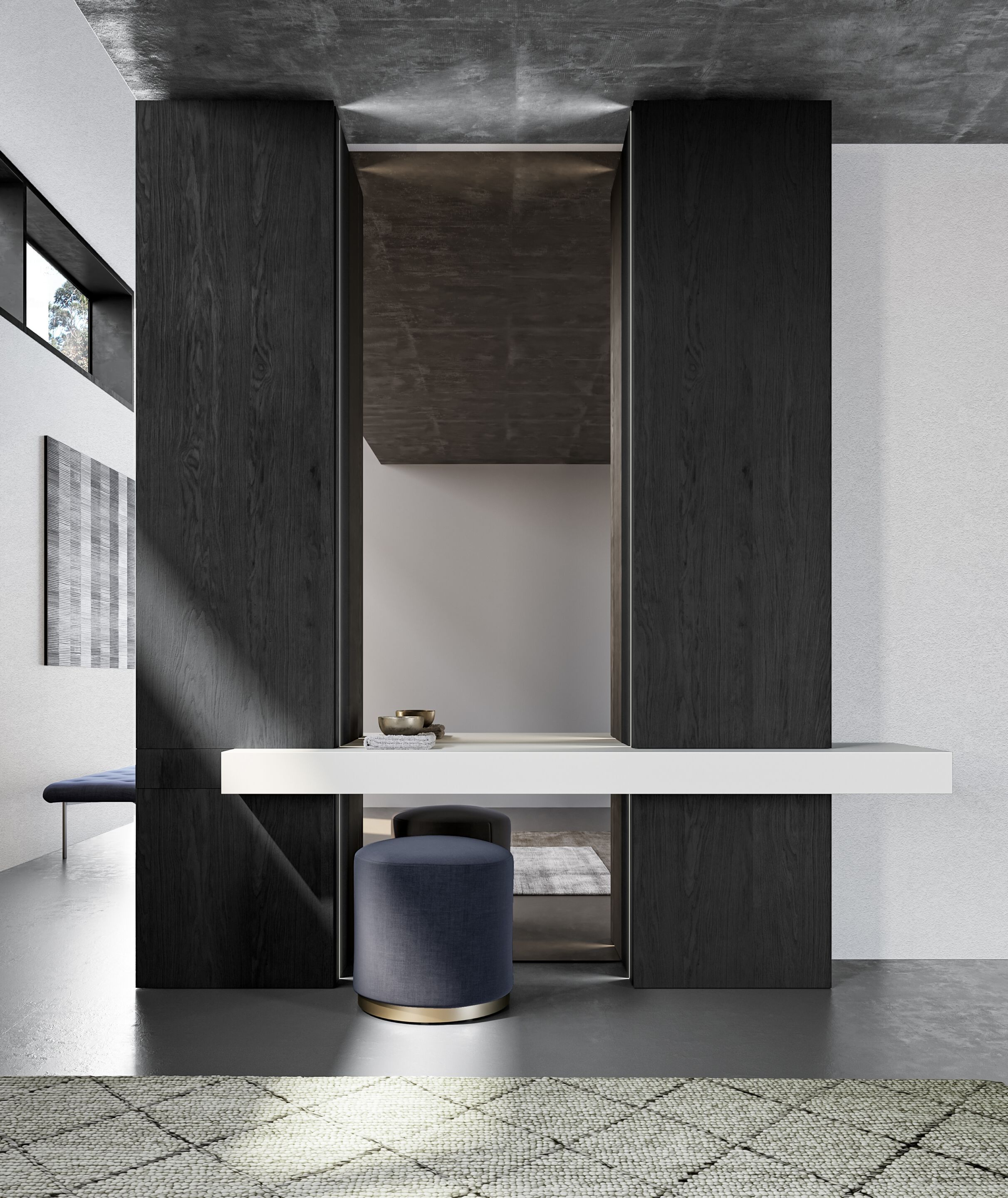 Подвесной туалетный столик с выдвижными ящиками, зеркалом и колоннами Birex Facto ARCH-00119532 - Вид №4