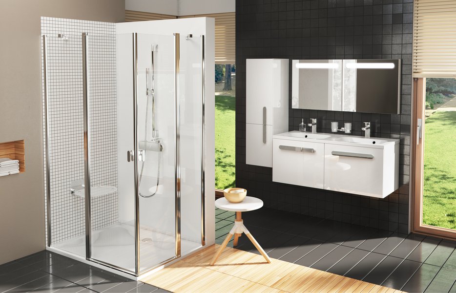 Шкаф боковой SB 350 Chrome L оникс/белый Ravak X000000544 - Вид №3