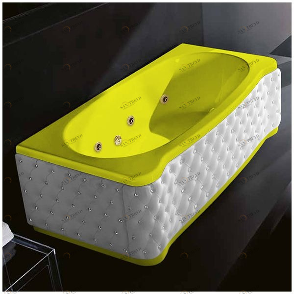 Ванна Gruppo treesse New Classic Young STD-V6747-DX-KBS-ZZ жёлтая с золотой фурнитурой и гидромассажем прямоугольная правая белая кожа кристаллы сваровски STDV6747DXKBSZZ