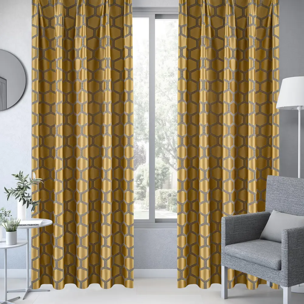 Штора на ленте Inspire Isla 140x260 см цвет желто-серый 88311225 STLM-2194420 