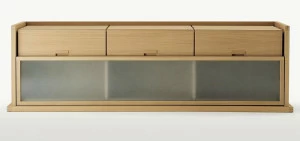 Maxalto Комод из дерева и стекла с раздвижными дверцами с ящиками Incipit