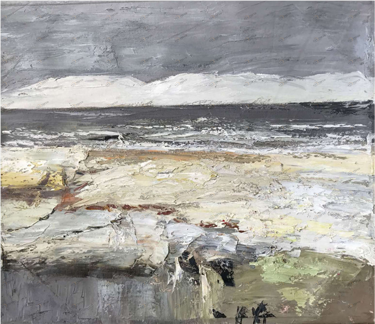 Картина на холсте 100х100 см "Поле" EVENHOME КАРТИНЫ МАСЛОМ 129948 Голубой;серый;разноцветный 