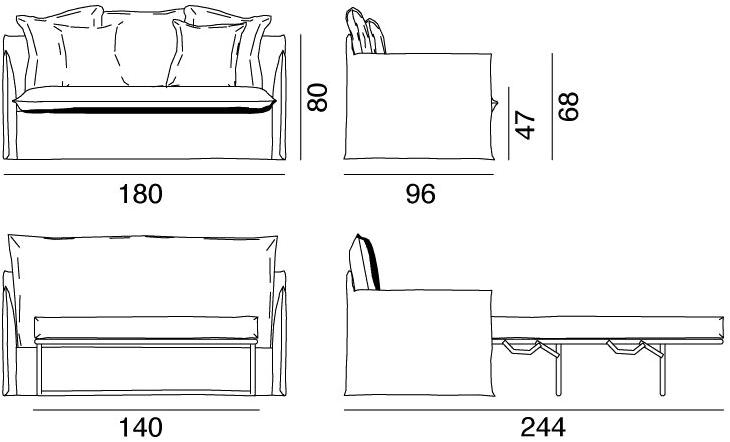 Gervasoni Диван-кровать из ткани Ghost sun-id-1476758 - Вид №3