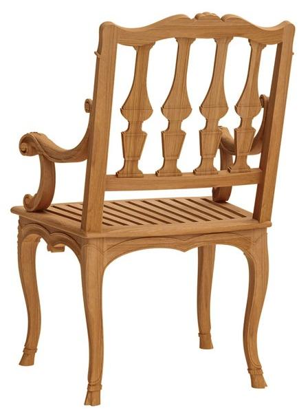 ASTELLO Садовый стул из тика с подлокотниками Fleur de lys sun-id-1495880 - Вид №9