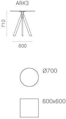 Pedrali Квадратный круглый стальной стол на контракт Arki-base Ark3 - Вид №7