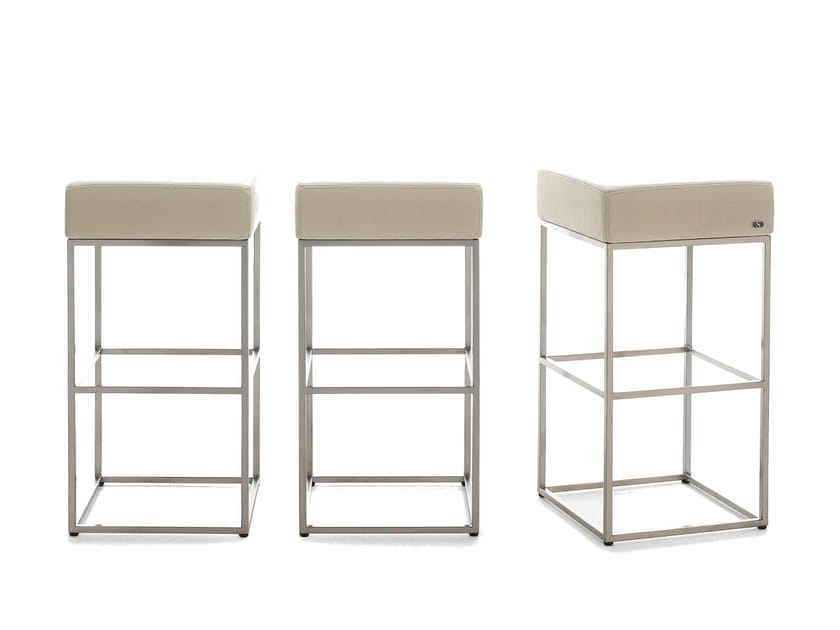 Высокий стул из кожи и стали с подставкой для ног de Sede DS-218 ARCH-00129298