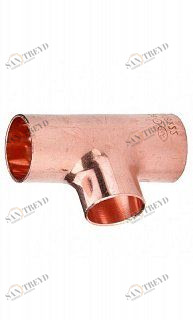 15130221522 SANHA 5130 тройник ВП, медь  22x15x22 мм 