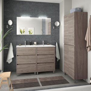 85147 SALGAR Комплект мебели для ванной ARENYS 1200 ETERNITY OAK + Раковина + Зеркало + Свет Робл Вечность