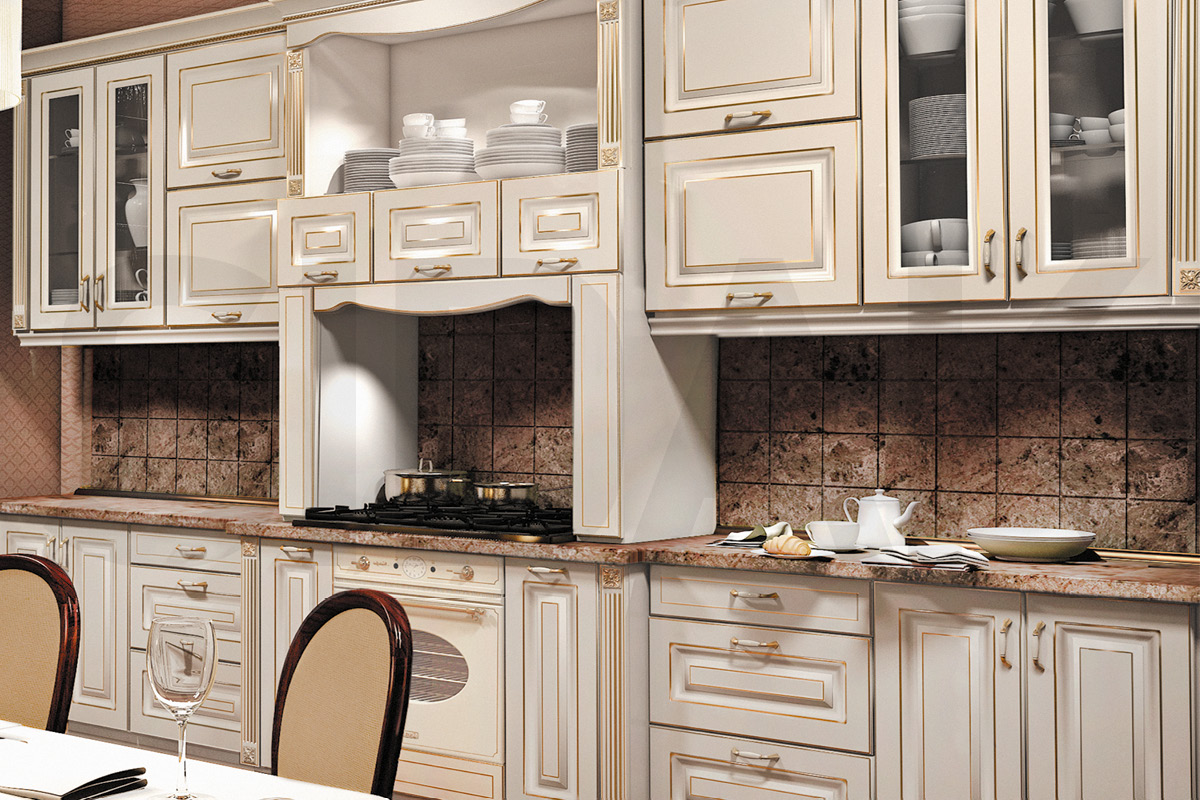 Фасады для кухни Патина Фрезеровка «Монбельяр» Белый №6 SIST2034-226 SIDAK - Вид №1