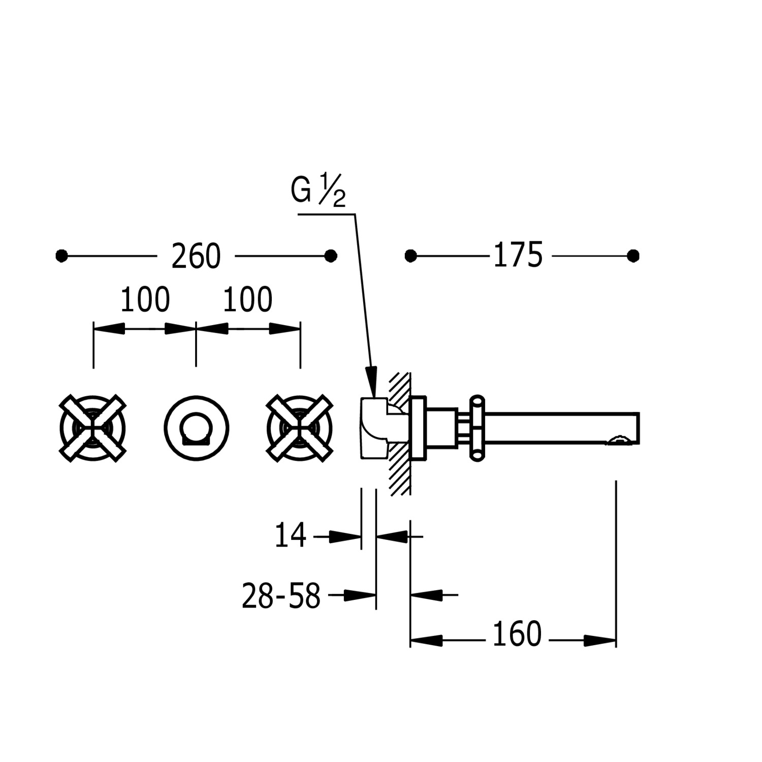 Скрытый смеситель для умывальника BIMAX-TRES с двумя ручками-163152 TRES  - Вид №1