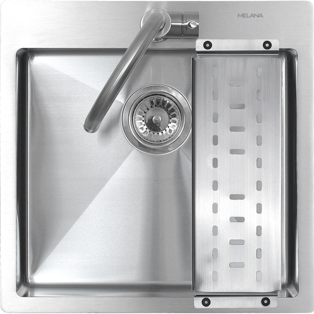 Мойка R5050H MELANA ProfLine 3,0/200 САТИН врезная квадратная в комплекте с коландером MLN-R5050H+коландер