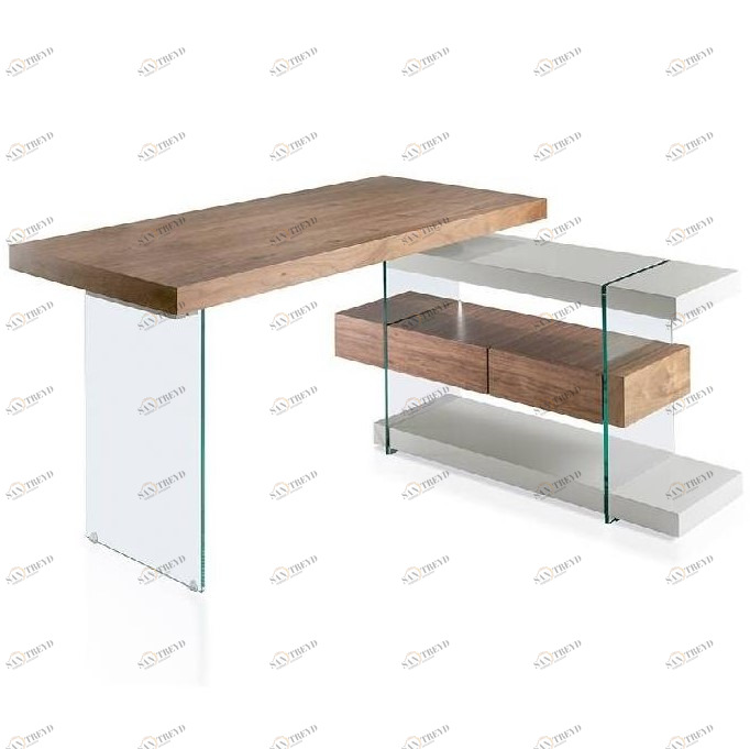 Письменный стол белый с полками и прозрачными ножками Decora ANGEL CERDA  147534 Белый;коричневый 