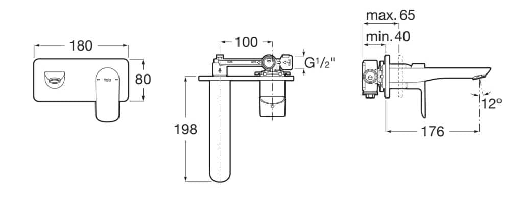 Настенный смеситель для раковины с пластиной Roca Cala ARCH-00099296 - Вид №3