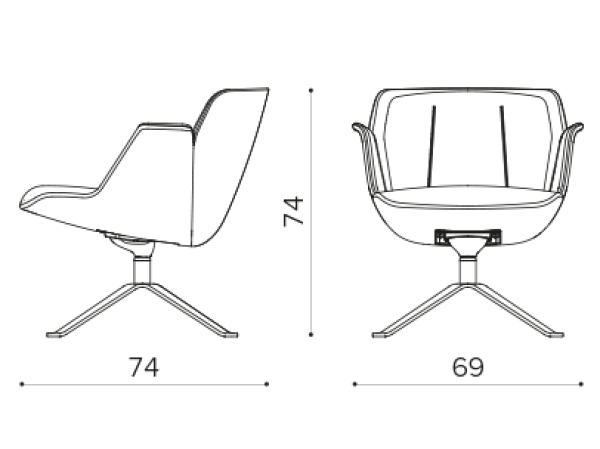 HV 7090 Armchair with 4-spoke steel base True Design Hive - Вид №1