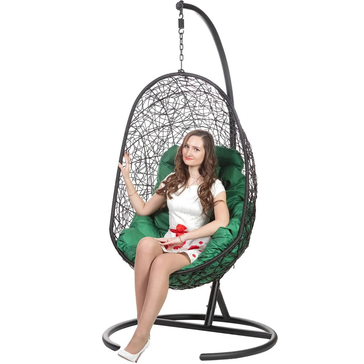 Кресло подвесное черное с зеленой подушкой Easy BIGARDEN  00-3974089 Черный  - Вид №3