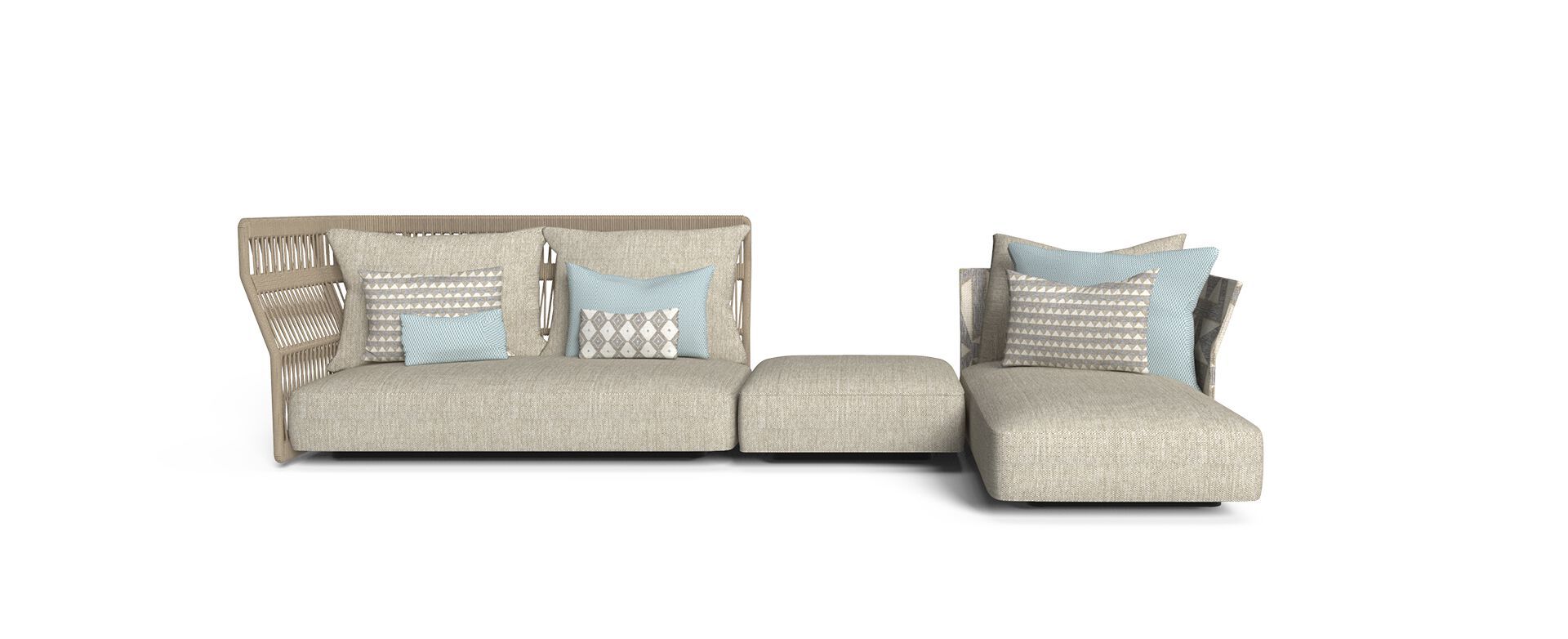 Секционный садовый диван из ткани и веревки Talenti ARCH-00118279 - Вид №1