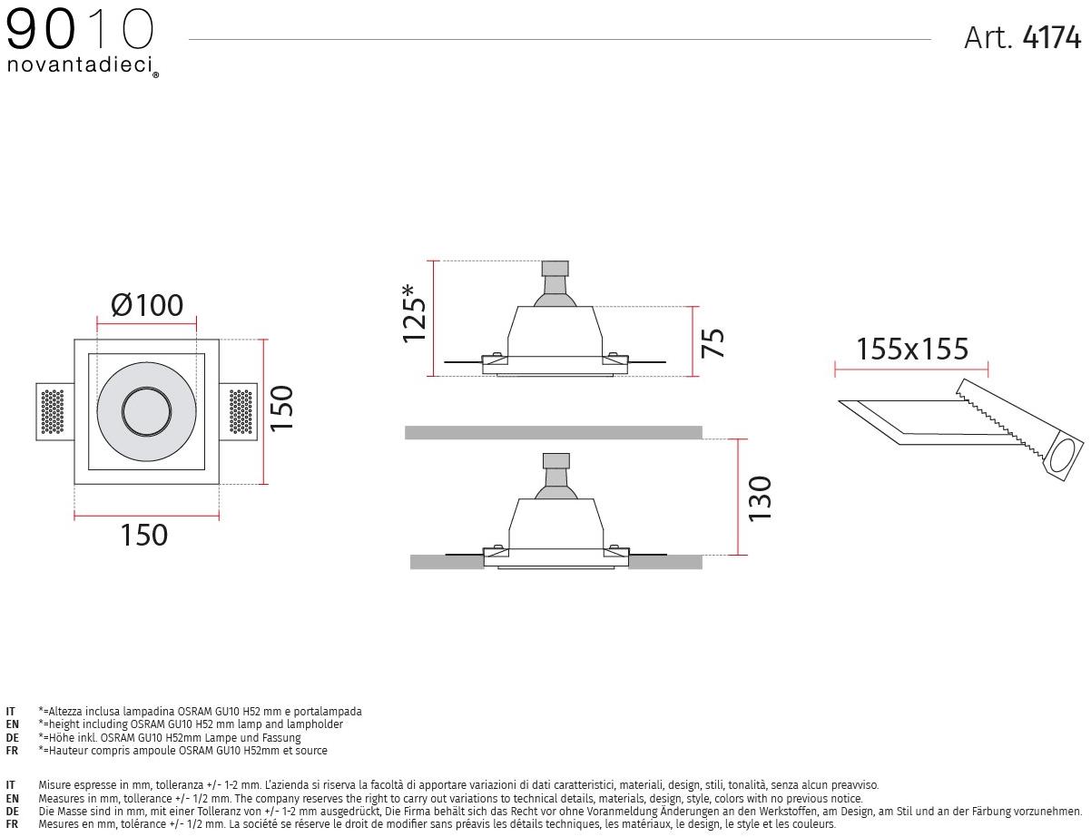 9010 novantadieci Встраиваемые настенные и потолочные светильники из cristaly®  4174  - Вид №2
