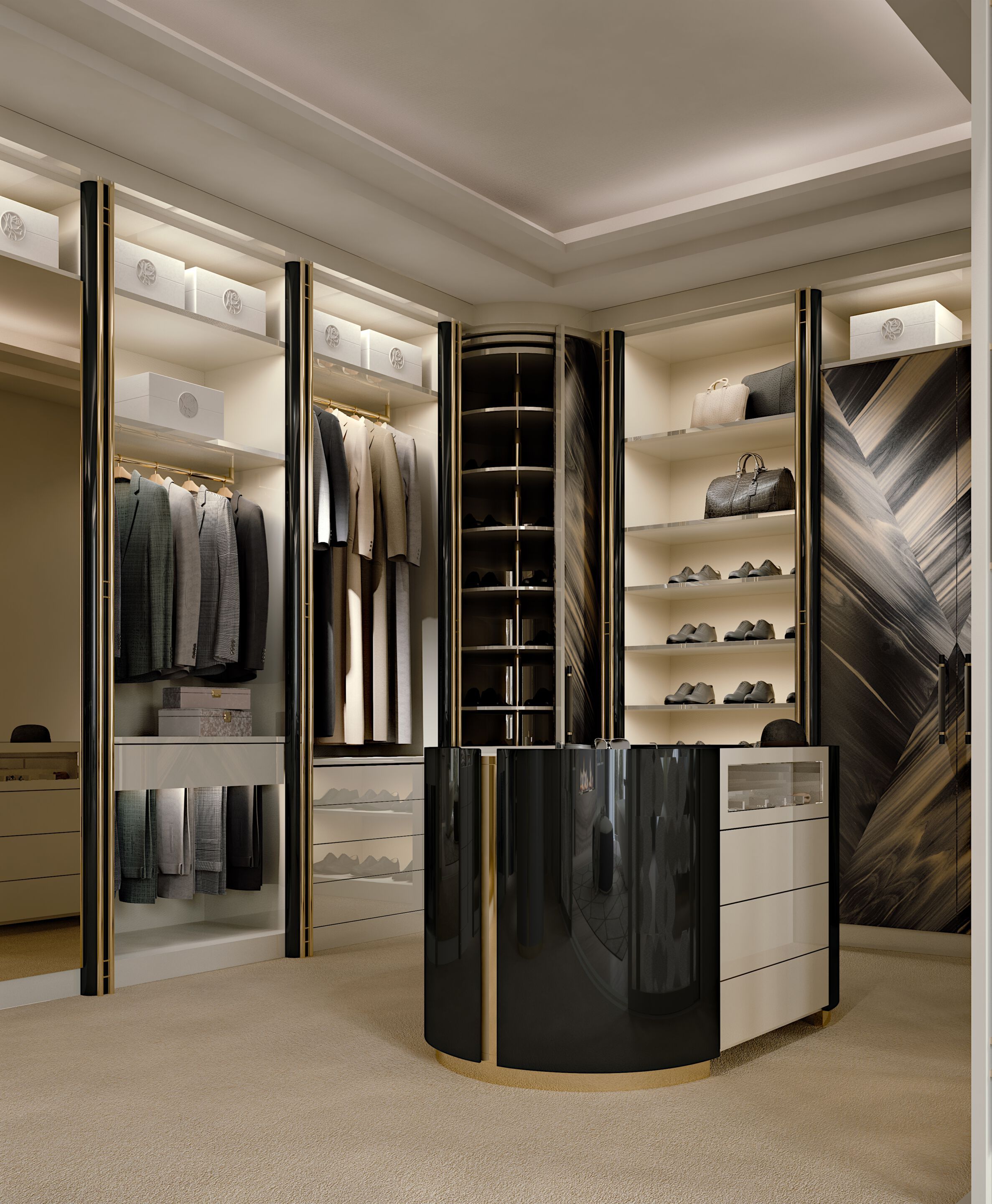 Модульная деревянная и стеклянная гардеробная со встроенным освещением Bizzotto Italia Atmosphera ARCH-00081720 - Вид №1