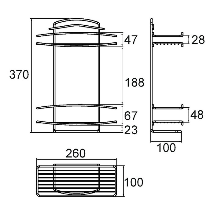 212W020M44 Полка дву*ъярусная прямая проволока стальная 12 Milardo Shelf - Вид №3
