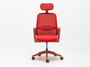 Тканевый поворотный офисный стул с подголовником