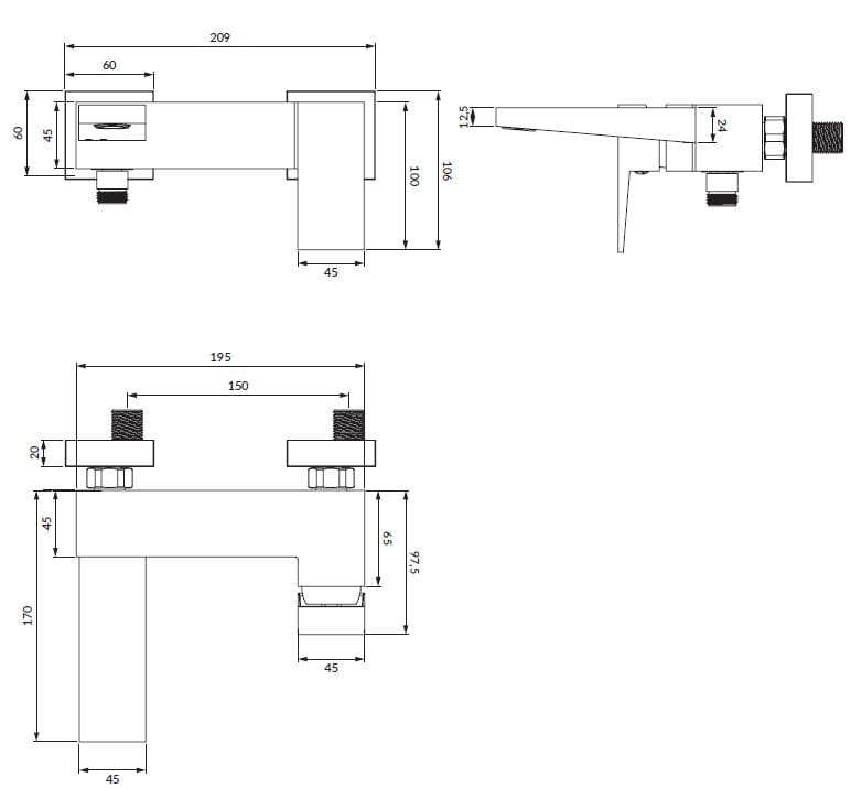 Настенный смеситель для ванны OMNIRES Fresh ARCH-00023479 - Вид №2