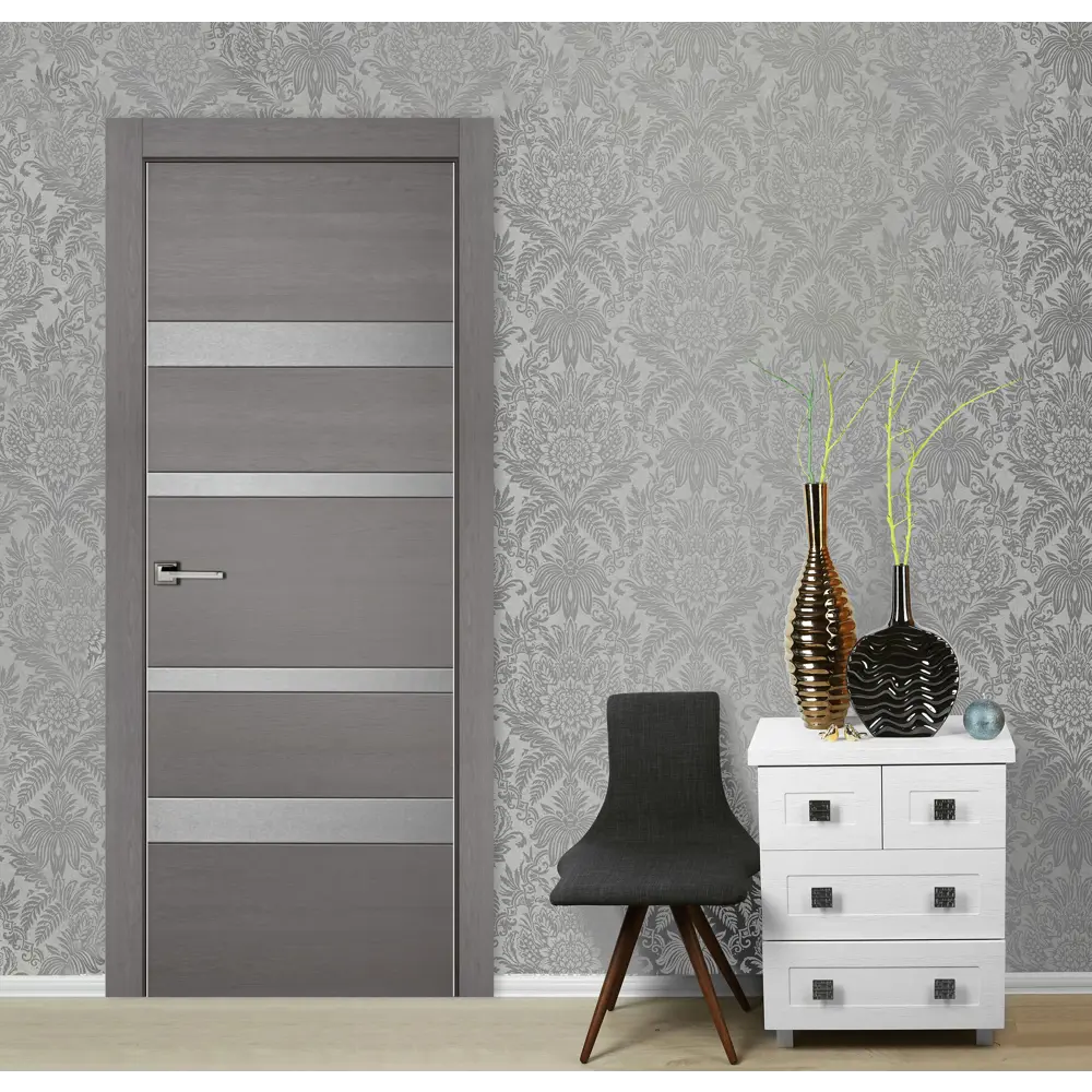 Дверь межкомнатная Бостон глухая ПВХ ламинация цвет латте с алюминиевой кромкой 90x200 см (с замком и петлями) 82736642 STLM-2029094 ПРИНЦИП  - Вид №5