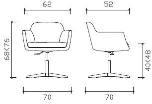 Manerba Поворотное офисное кресло из кожи с подлокотниками Vogue U174f02 - Вид №3