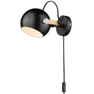 Светильник настенный D.C, Ø12, черный/дуб