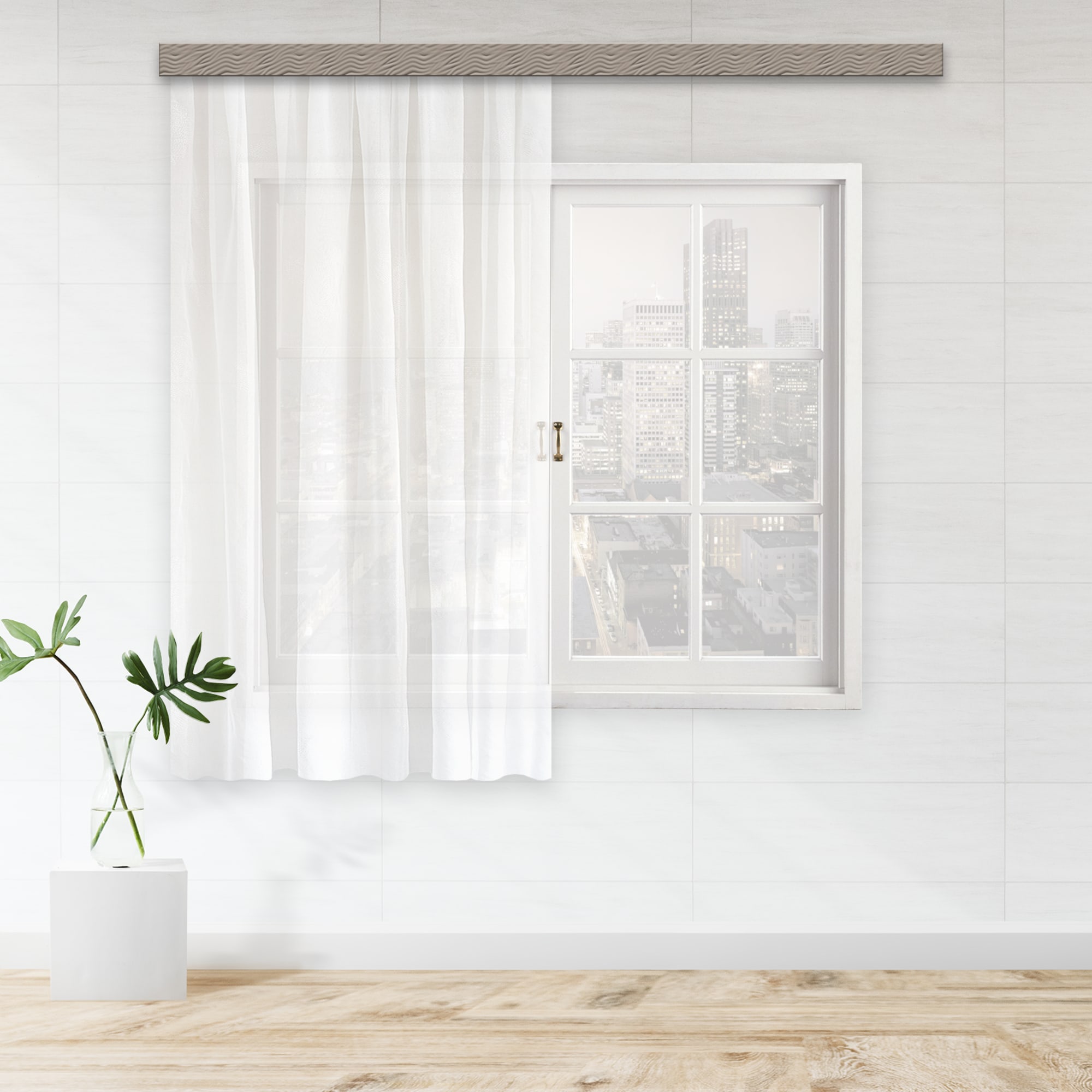 86116178 Штора на ленте для кухни "Перья" 140x180 см цвет белый Santreyd  - Вид №5